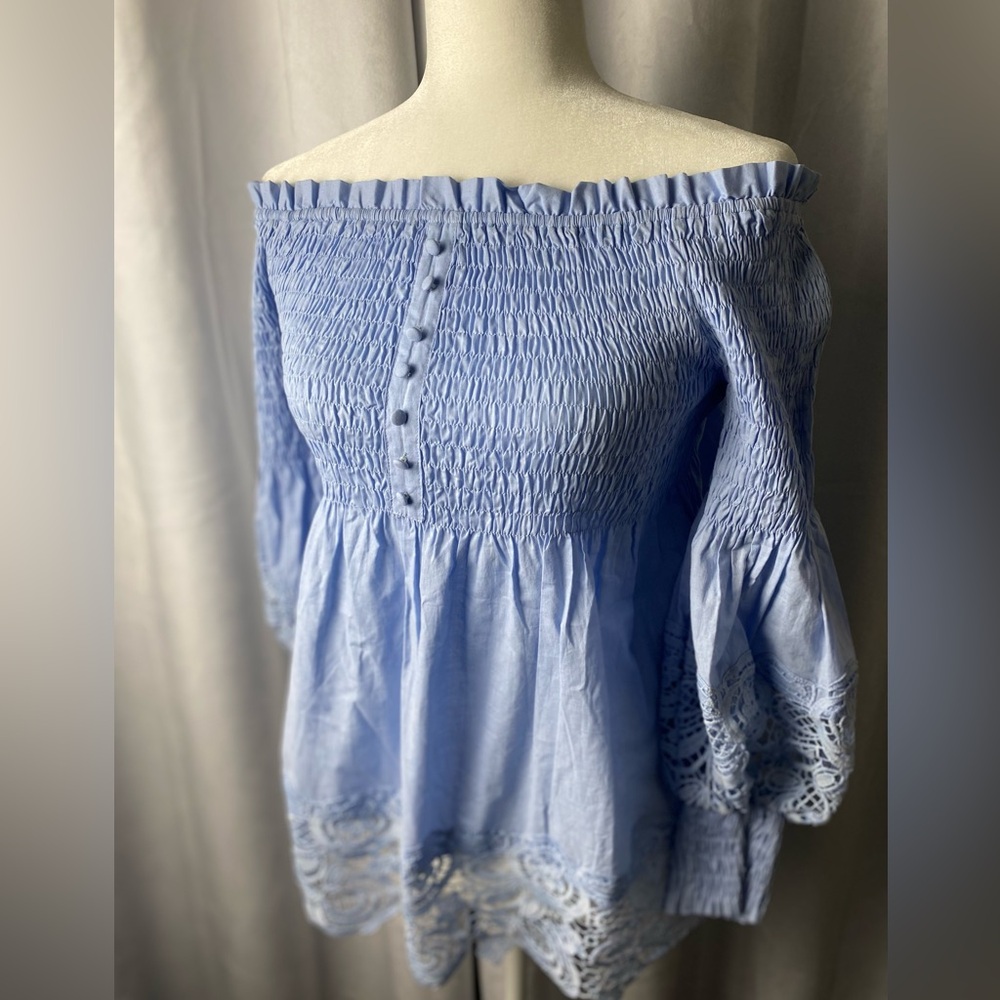 A.Z.I. Smocked peasant blouse.